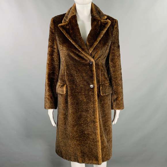 PRADA Brown Camel Mohair Faux Fur Coat - Picture 1 of 6